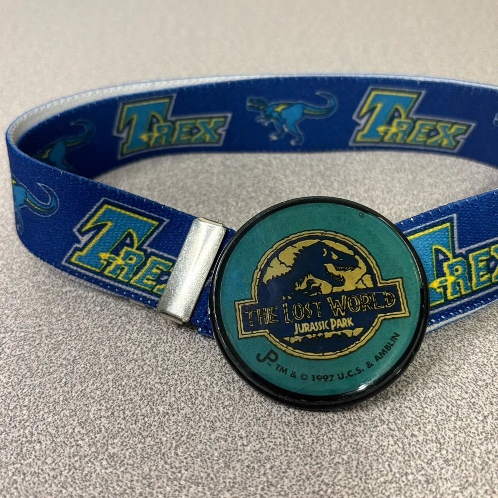Rare Vintage The Lost World Jurassic Park 90s Kids Belt 1997 T-Rex Boys